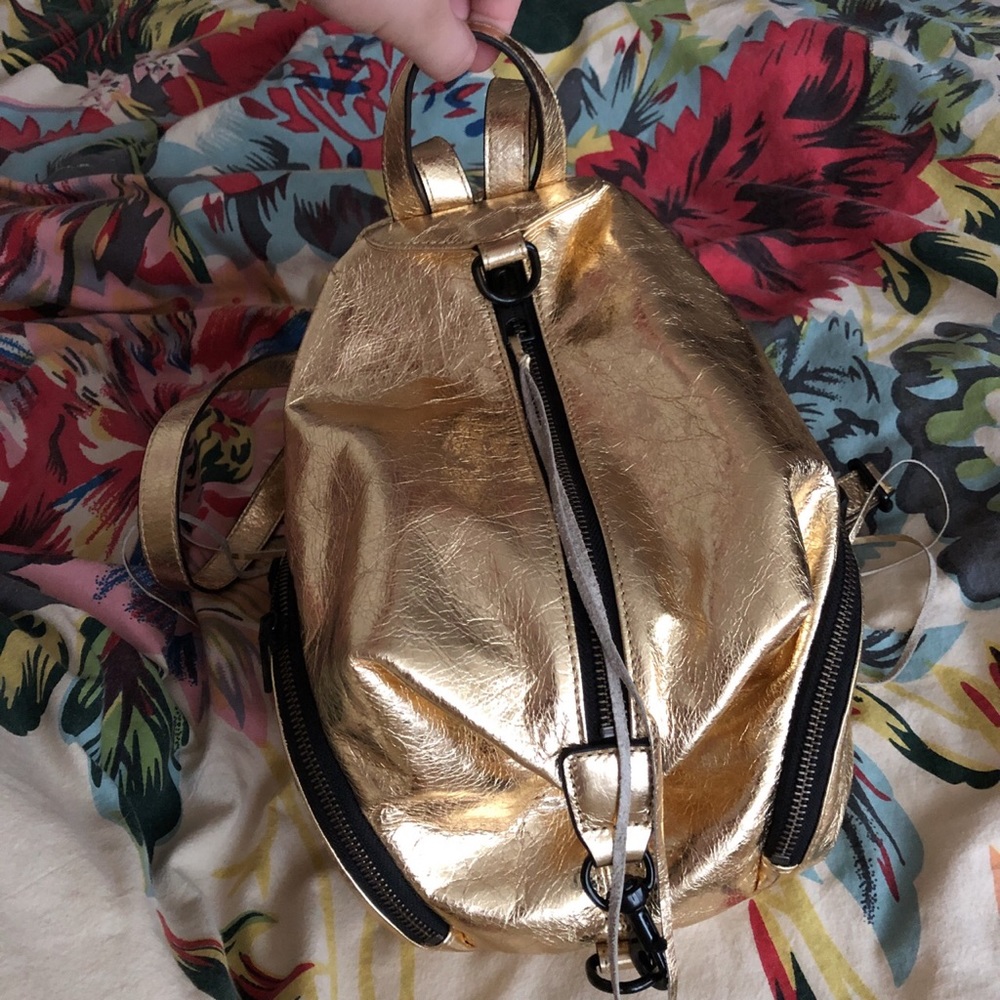 Rebecca Minkoff mini gold backpack